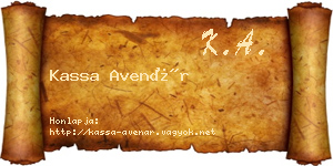 Kassa Avenár névjegykártya